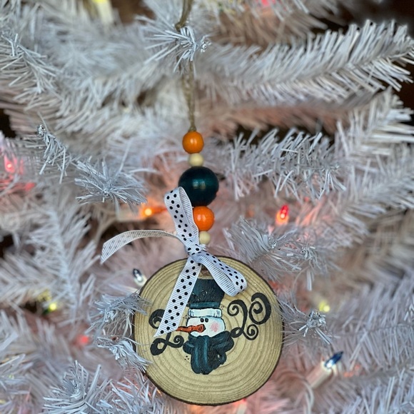 Snowman Wooden Christmas Ornament - Picture 1 of 5